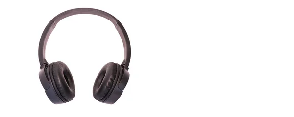 Black Wireless Headphones White Isolated Background Professional Digital Headphones Concept — Stock Photo, Image