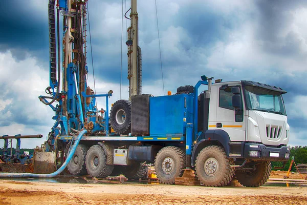 Drilling rig. Drilling deep wells in the bowels of the earth. Industry and construction. Mineral exploration - oil, gas and other resources.