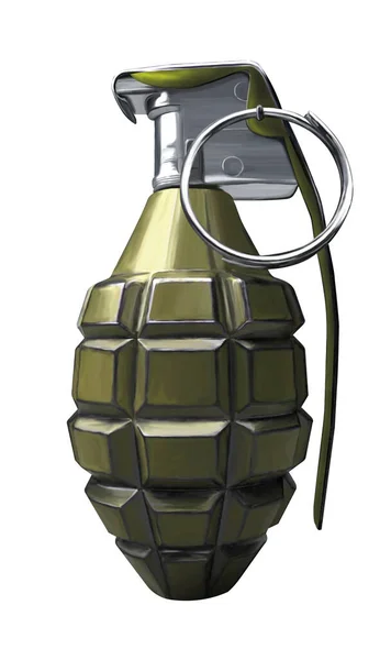 手榴弾を手に 隔離された背景 ラスターイラスト デザインと広告のコンセプト — ストック写真