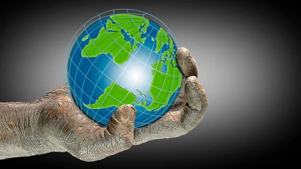Globe Dans Main Homme Écologie Sécurité Planète Protection Environnement Illustration — Photo