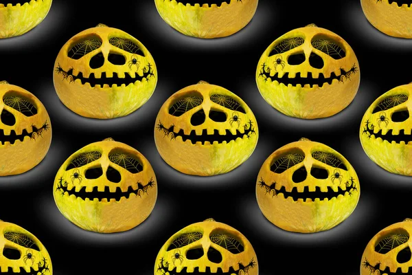 Senza Soluzione Continuità Infinito Modello Zucca Halloween Sfondo Festivo Progettazione — Foto Stock