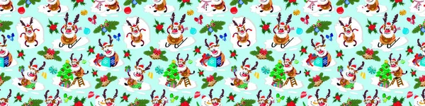 Julens Sömlösa Mönster Nyårsfigurer Firande Koncept För Design Och Tryck — Stockfoto