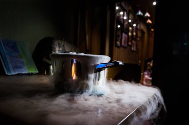 dry ice in the pan evaporates clipart