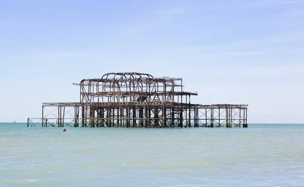 Bludná Molo Zničena Požárem Brighton — Stock fotografie