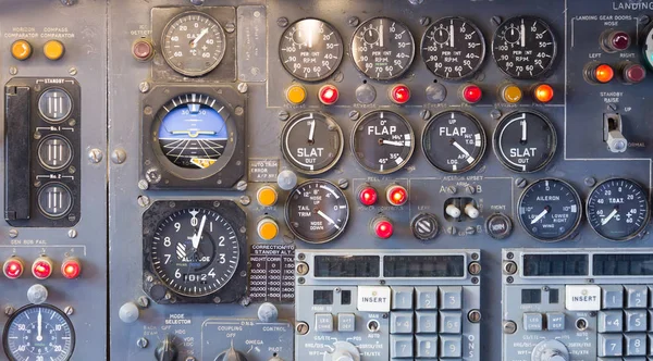 Section Cockpit Dials Old Commercial Aircraft Royalty Free Stock Images