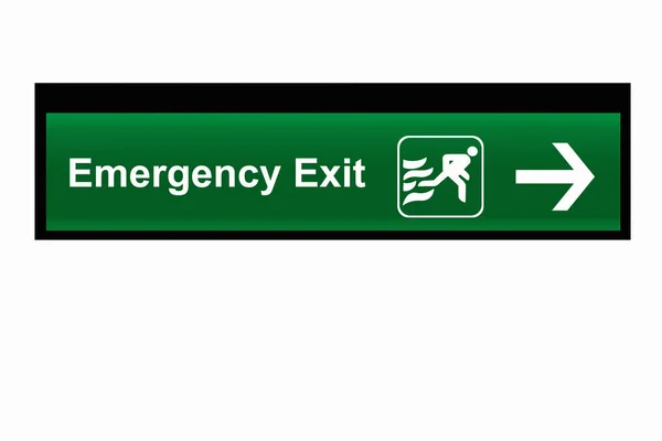 Sinal de saída de emergência isolado no fundo branco — Fotografia de Stock
