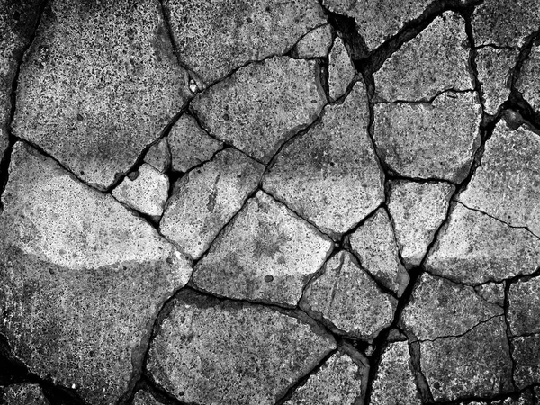 Fondo abstracto de textura de suelo de cemento agrietado seco en la carretera — Foto de Stock