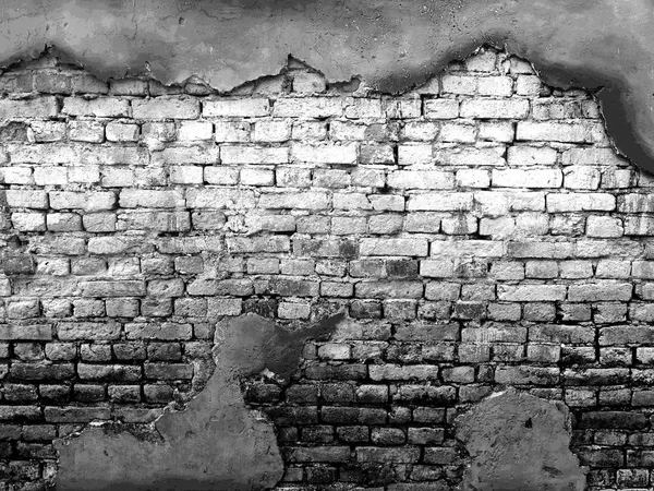 vintage background texture old masonry stone bricks on the ancient cement with cracks. black and white color