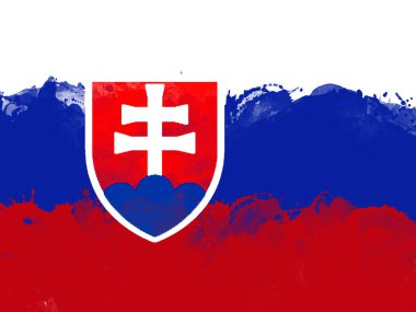 Suluboya boya fırçası, grunge tarzı ile Slovakya Bayrağı