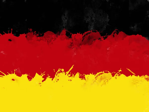 德意志联邦共和国国旗由水彩画刷，粗制画风格 — 图库照片