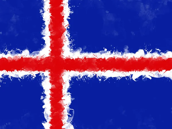 Flag of Iceland by watercolor paint brush, grunge style — Stock Photo, Image