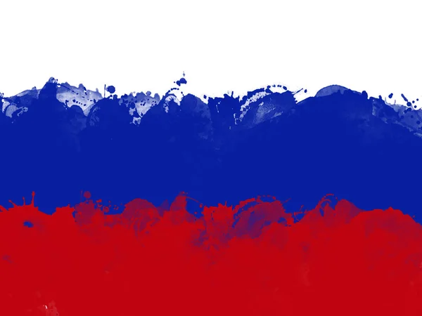Rysslands flagga genom akvarell pensel, grunge stil — Stockfoto