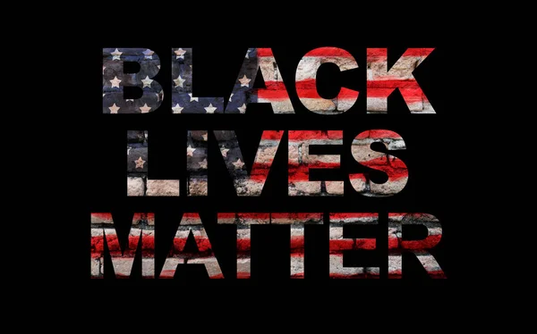 Black lives matter slogan sulla bandiera americana, sfondo nero — Foto Stock