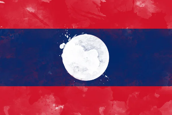 Прапор Лаосу по аквареллю кисть, грандж стиль — стокове фото