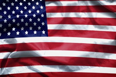 Amerikan bayrağı arka planı. Fırfırlı Amerikan bayrağının yakın çekim