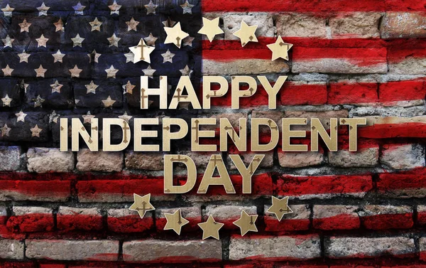 Четвертое июля. С Днем независимости США на фоне американского флага плакат — стоковое фото