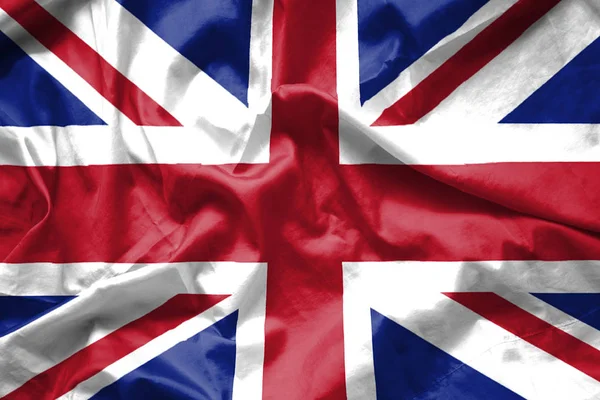 Fondo de bandera británica ondeando con textura de tela — Foto de Stock