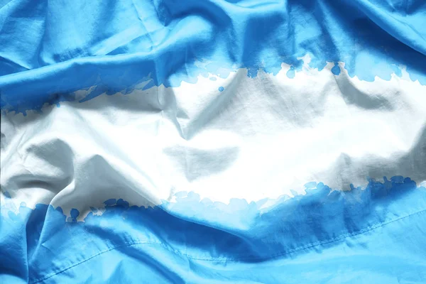 阿根廷共和国国旗由水彩画笔在帆布织物 粗制风格 — 图库照片