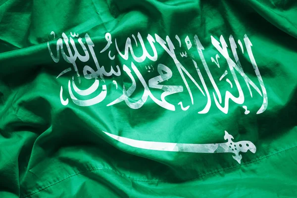 Flaggenreich Saudi Arabiens Mit Aquarell Pinsel Auf Leinwand Grunge Stil — Stockfoto