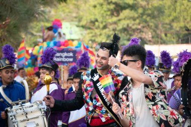 PATTAYA, THAILAND - FEBRUARY 9, 2019: LGBT oriented people take part in Pattaya Pride Rainbow Festival Parade, in Pattaya, Thailand on February 9, 2019 clipart