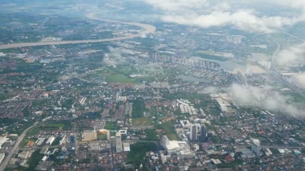 Bangkok Vista Della Città Con Fiume Chao Phraya Aereo Sopra — Video Stock
