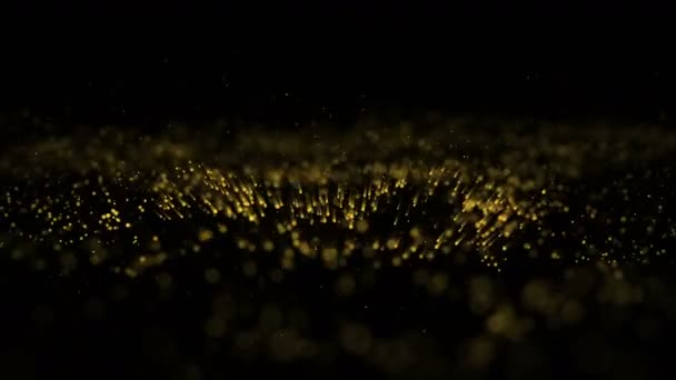 运动抽象粒子金尘与黑色背景的星星 背景黄金运动 无缝循环 — 图库视频影像