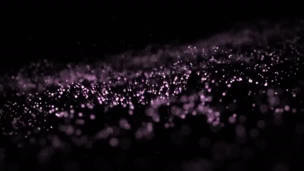 4k pohyb abstrakt luxusních částic fialový prach s hvězdami na černém pozadí. pozadí fialový pohyb, plynulá smyčka