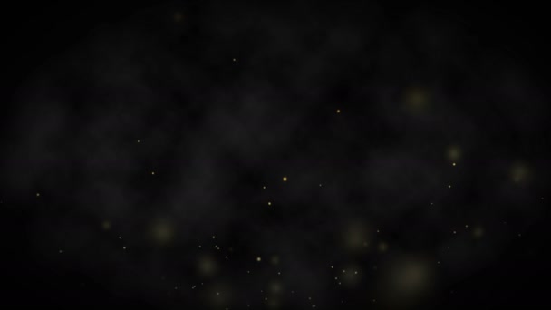 Motion Abstract Graphic Particles Gold Dust Float Air Black Background — Vídeo de Stock