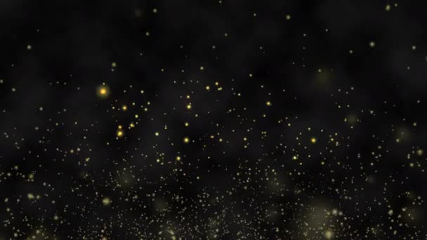 Motion Abstract Graphic Particles Gold Dust Float Air Black Background — Vídeo de Stock