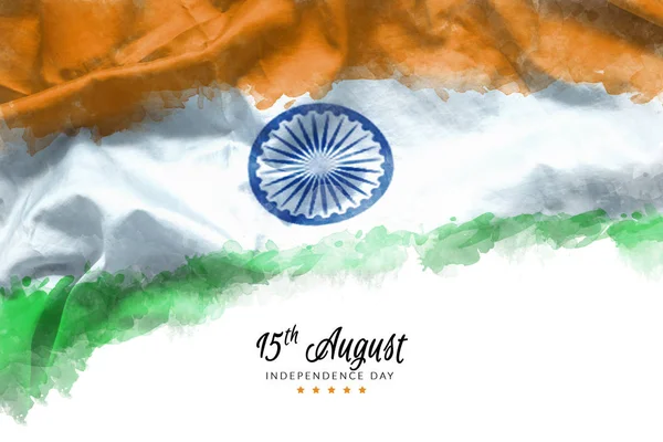 stock image celebrating India Independence Day greeting card with Indian waving flag grunge by water color paint background. abstract background, vintage Poster, banner or flyer design for 15th of August