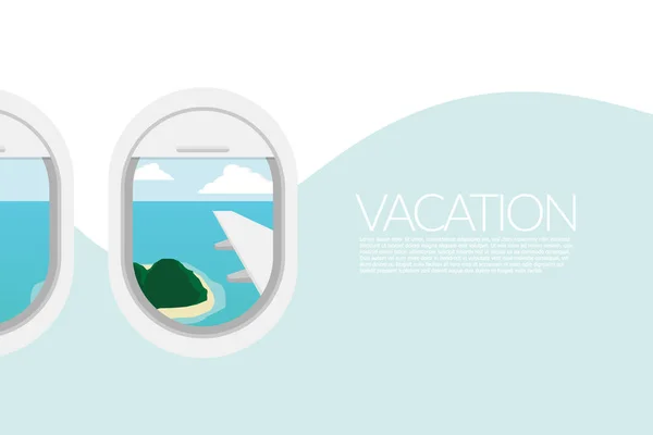 Airplane Window View View Tropical Island Beach Airplane Window Destinations — Stock Vector