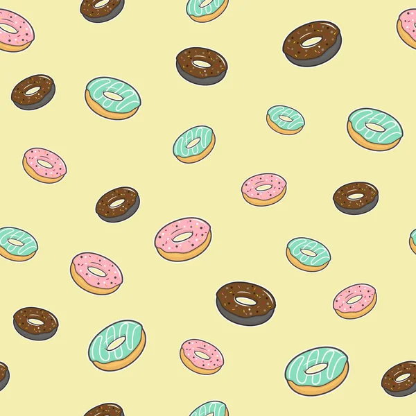 Vektor Nahtlose Muster Mit Bunten Donuts Mit Glasur Und Streusel — Stockvektor