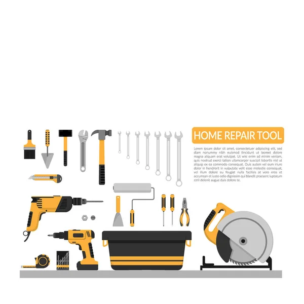 Set Diy Home Repair Working Tools Vector Logo Design Template — Stock Vector