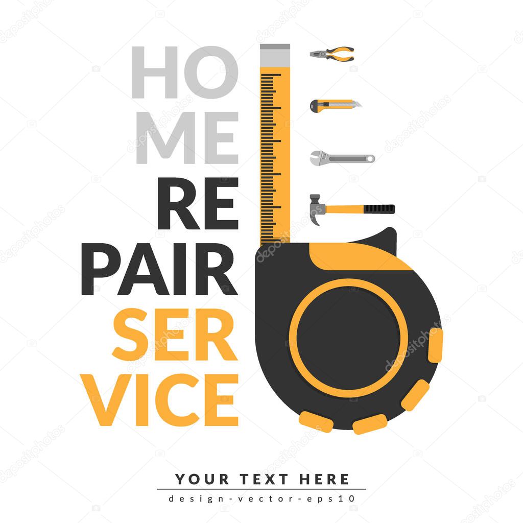Home repair service template with logo and copy space for your text or company name. home repair service consulting company for marketing concept. vector illustration EPS10 flat design