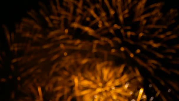 Fireworks Achtergrond Abstracte Vervaging Van Echt Gouden Glimmende Vuurwerk Met — Stockvideo