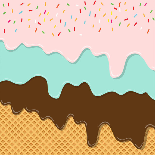 sweet flavor ice cream texture layer melted on wafer background pattern wallpaper. vector illustration. punchy creative pastels and pastel minimalism background with copy space.
