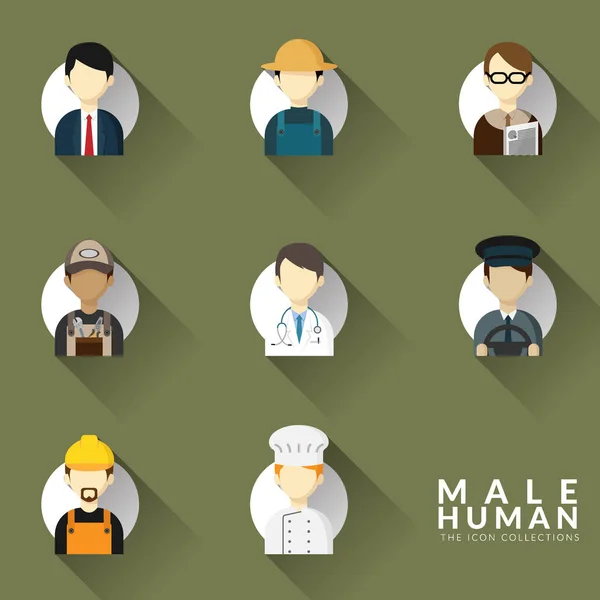 vector of icons for different man occupation icon collection set. professions icons set. flat design. vector illustration