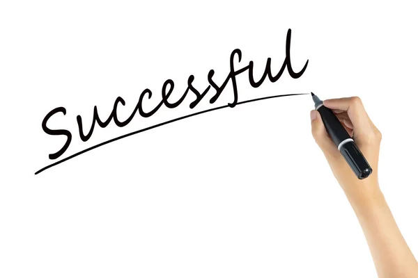 Scrittura a mano parola di successo con pennarello di colore nero isolato su sfondo bianco. obiettivo aziendale verso il concetto di successo — Foto Stock