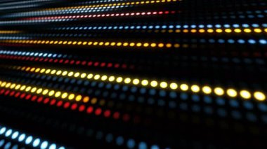 4 bin. Siyah renk üzerinde hareket eden renkli rastgele ışık noktasının soyut arkaplanı