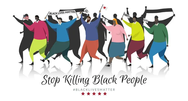 Black Lives Matter Concept Group Protesters Walked Out Protest Violence — Stock Vector