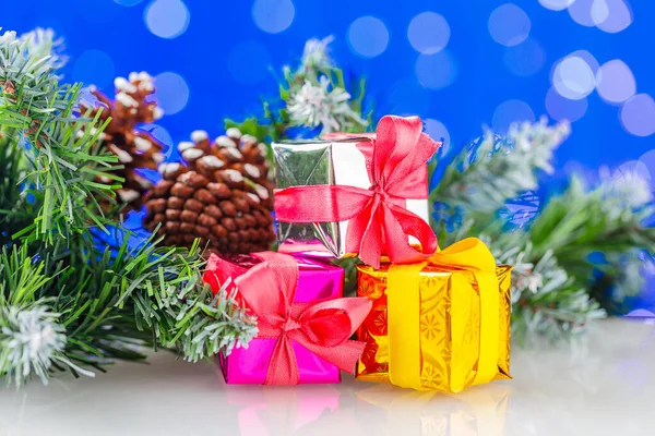 Tarjeta Felicitación Navidad Con Bokeh Color Imagen Horizontal Espacio Copia — Foto de Stock
