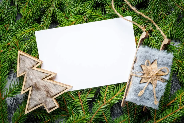 Cartão Felicitações Natal Com Decoração Sazonal Espaço Cópia — Fotografia de Stock