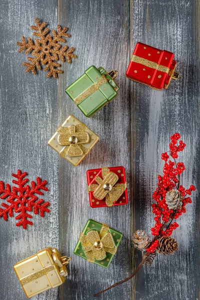 Cartão Felicitações Natal Com Decoração Sazonal Espaço Cópia — Fotografia de Stock