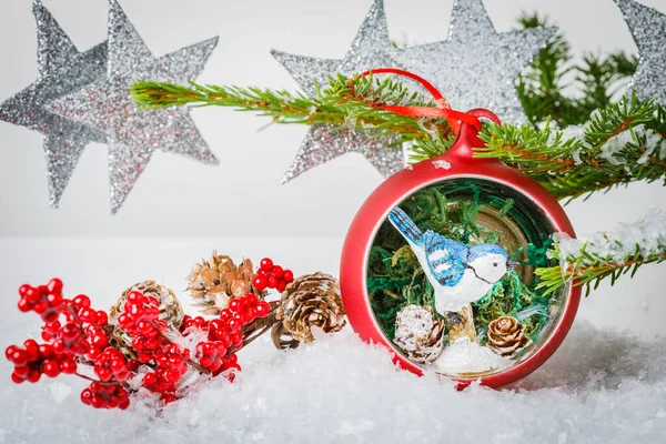Weihnachtsgrußkarte Mit Saisonaler Dekoration Kopierraum — Stockfoto