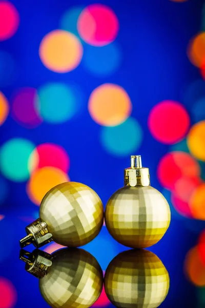 Christmas Balls Blue Background Christmas Greeting Card Copy Space — Stock Photo, Image