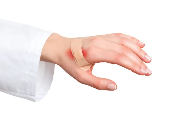 Plaster bandage on injured skin — Stock Photo, Image