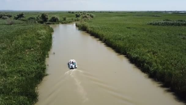 Gita Barca Sul Fiume Viaggio Barca Pesca — Video Stock