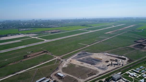 Construção Pista Vazamento Concreto Construção Aeroporto — Vídeo de Stock