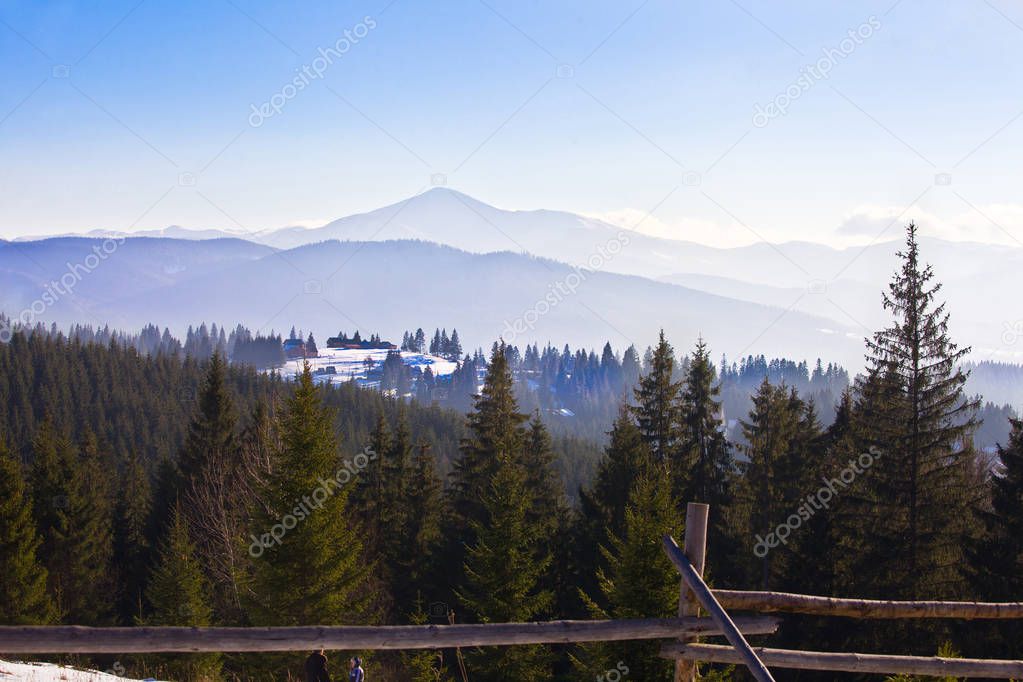 Carpathians mountains winter landscape 