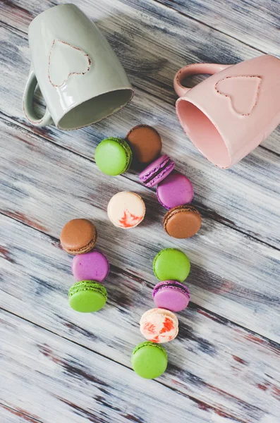 Söta Macarons Tvättas Koppar — Stockfoto